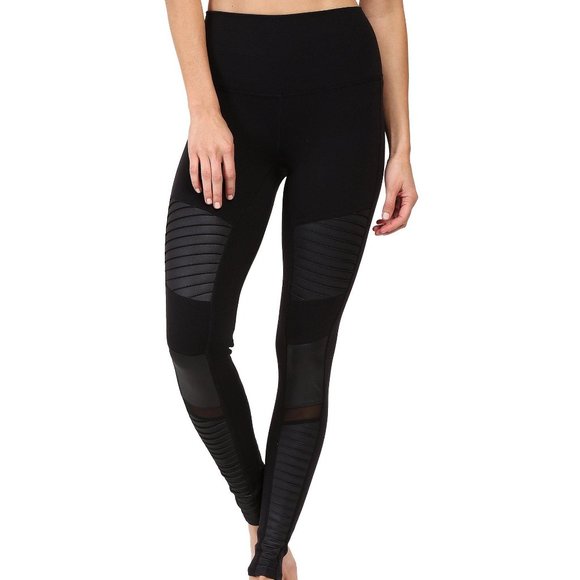 ✨ NWT 7/8 Length Black Moto Leggings | ALO Yoga - Picture 1 of 4